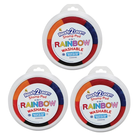 Ready2Learn™ Jumbo 6-in-1 Circular Washable Stamp Pad, Rainbow, PK3
